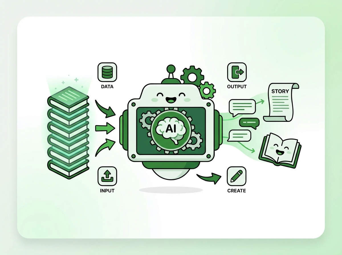 Illustration for: How Do AI Story Generators Work?