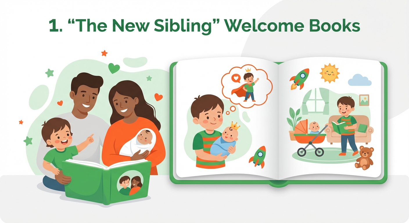 Illustration for: 1. "The New Sibling" Welcome Books