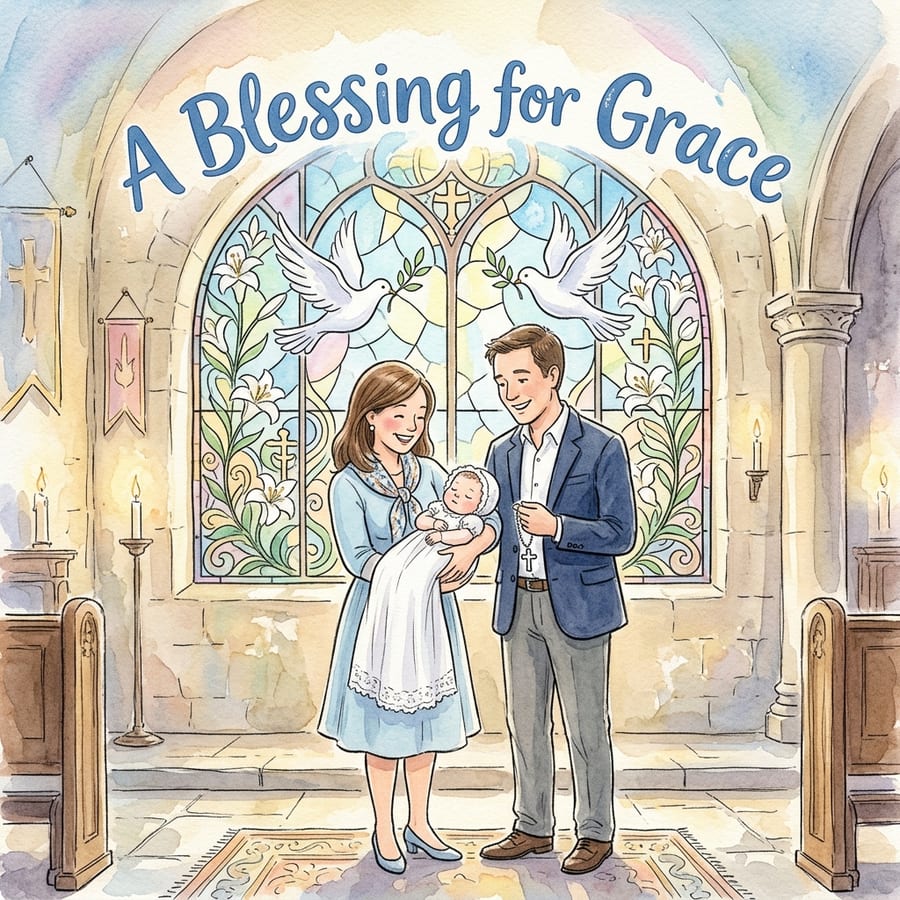 Sample cover of a personalized baptism gifts storybook
