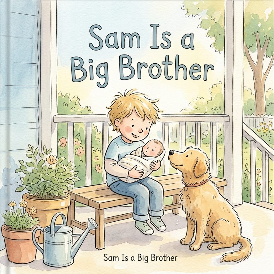 Sample cover of a personalized new sibling storybook