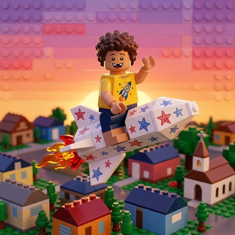 Toy bricks illustration style sample