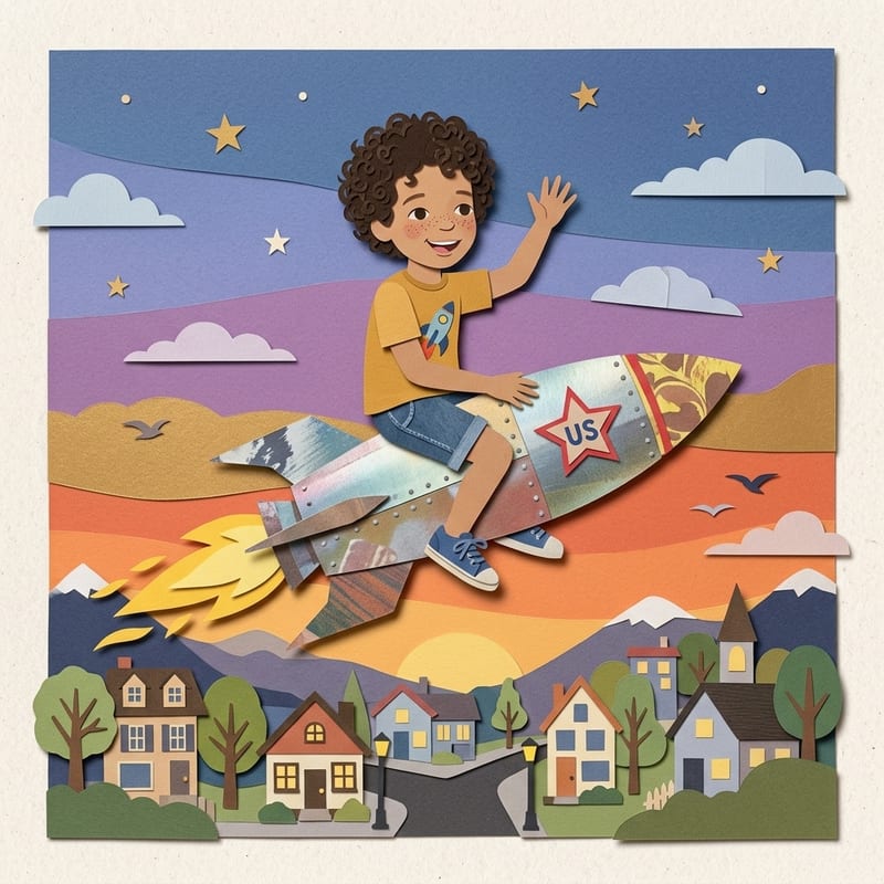 Cut paper illustration style sample